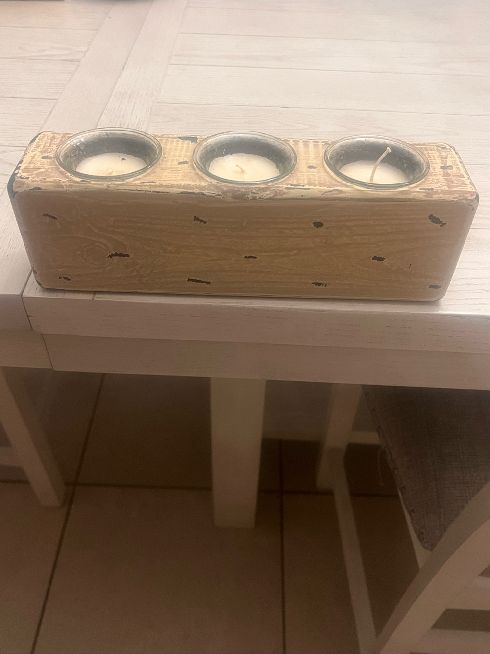 Primitive Authentic Sugar Molds Rustic Farmhouse - 3 Hole Wood Tealight Holder